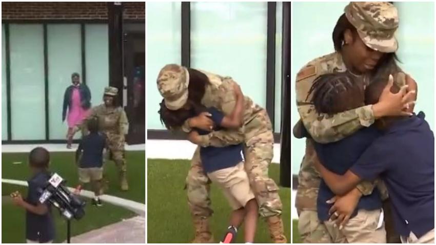 Madre de Florida, desplegada en misión militar por 6 meses, aparece de sorpresa en la escuela de su niño