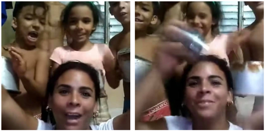 Madre cubana y sus cuatro niños protagonizan cacerolazo: ¡Abajo la dictadura!