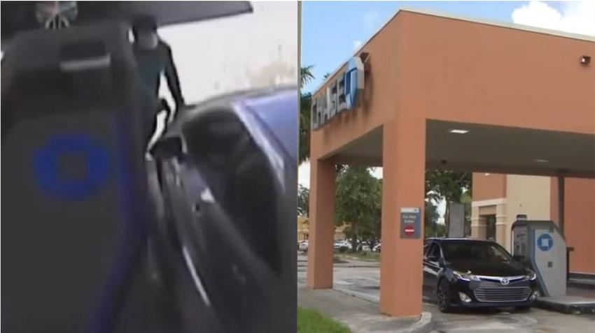 A plena luz del día un hombre armado asalta a una mujer afuera de un banco en Miami