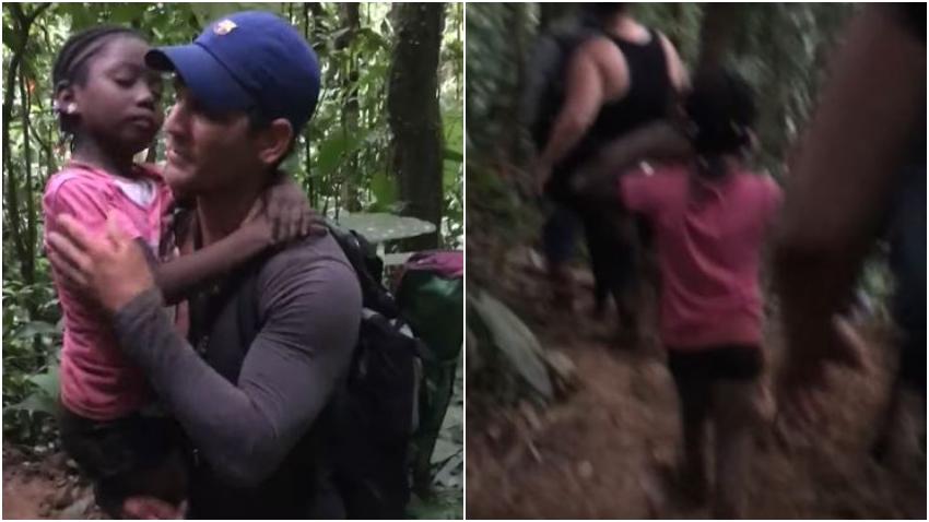 Grupo de migrantes cubanos rescatan a una niña abandonada en la selva del Darién