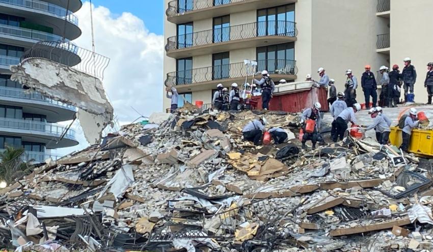 Encuentran 4 cuerpos más entre los escombros del edificio derrumbado en Surfside, norte de Miami Beach