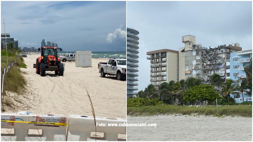 Bote usado por inmigrantes llega vacío al mismo lugar donde colapsó el edificio en Surfside al norte de Miami Beach