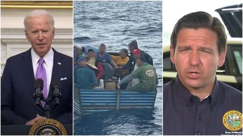 DeSantis critica a Biden por permitir la inmigración ilegal en la frontera cuando dice que no a los cubanos en el mar