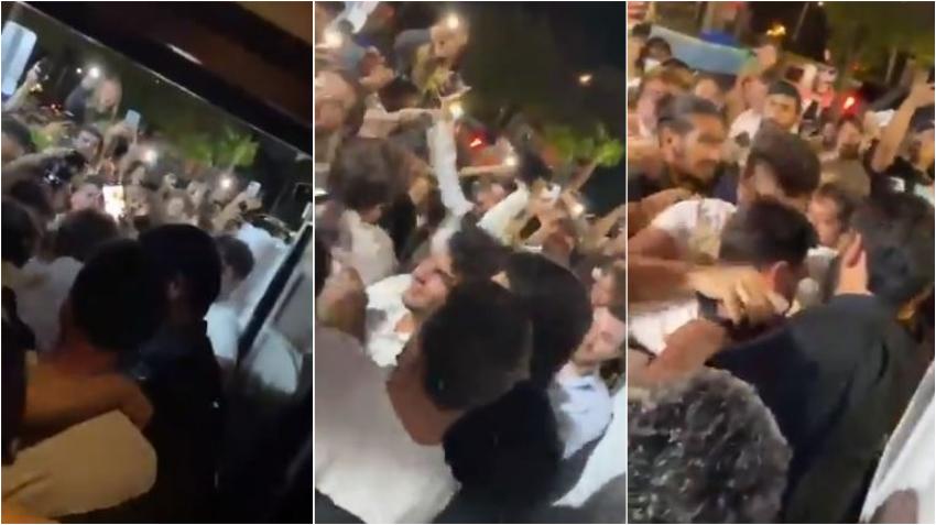 Lionel Messi es sorprendido por una ola de fanáticos a la salida de un restaurante en Miami
