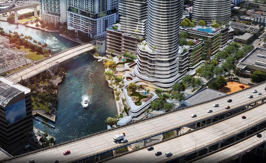 Piden permisos para instalar enormes torres de construcción para construir rascacielos de 54 pisos en el río Miami