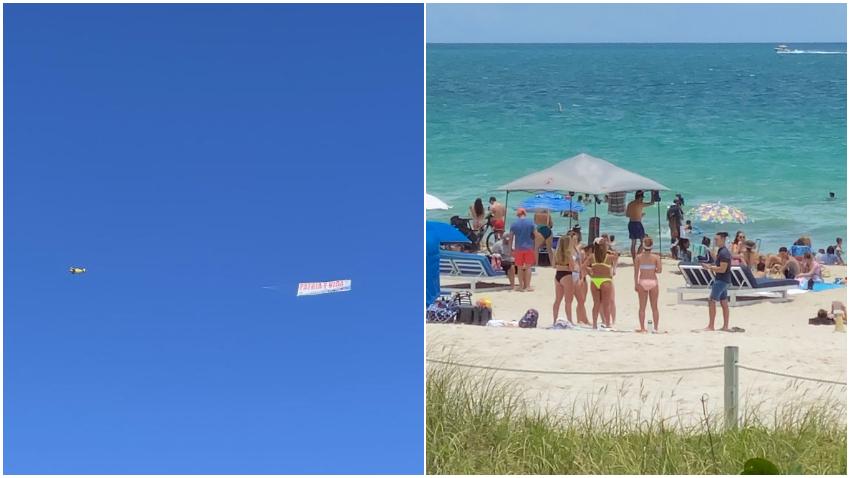 Una avioneta con la frase "Patria y Vida" sobrevoló las playas de Miami