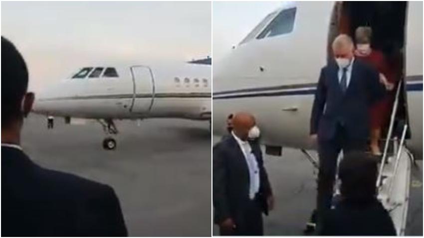 Miguel Díaz Canel llega a México junto a la Primera Dama en un jet privado