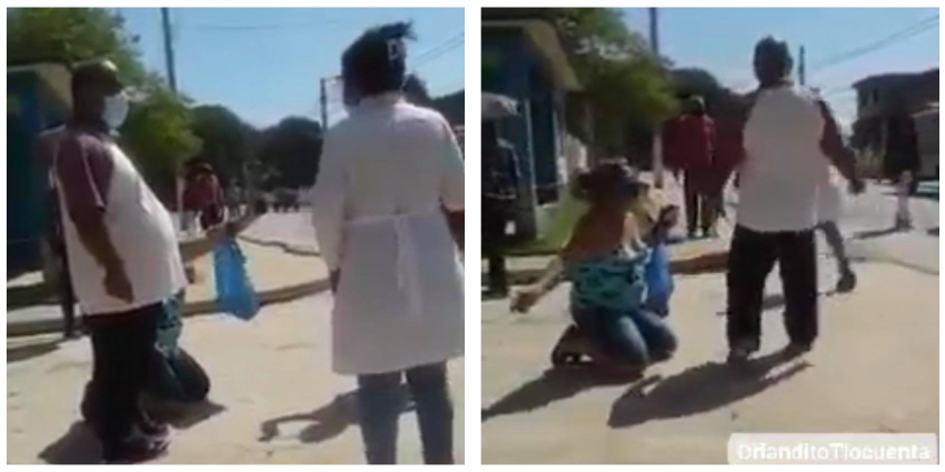 Cubana se tira al suelo arrodillada y le suplica ayuda a una doctora
