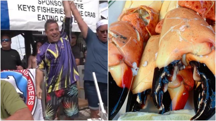 Hombre de Miami gana el título en el concurso de comer cangrejo piedra en los Cayos de Florida