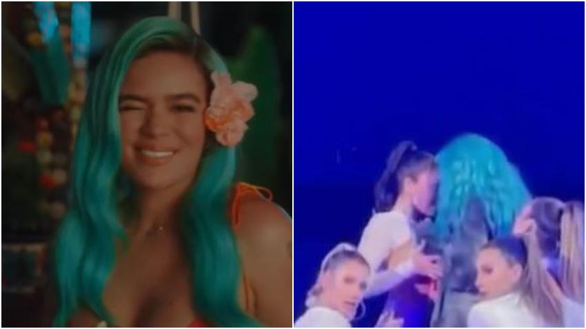 Inundan las redes sociales videos donde se ve a Karol G besando a una de sus bailarinas en el escenario