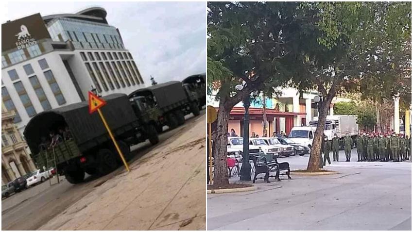 Fuerte despliegue militar en las calles de Cuba para amenazar al pueblo cubano