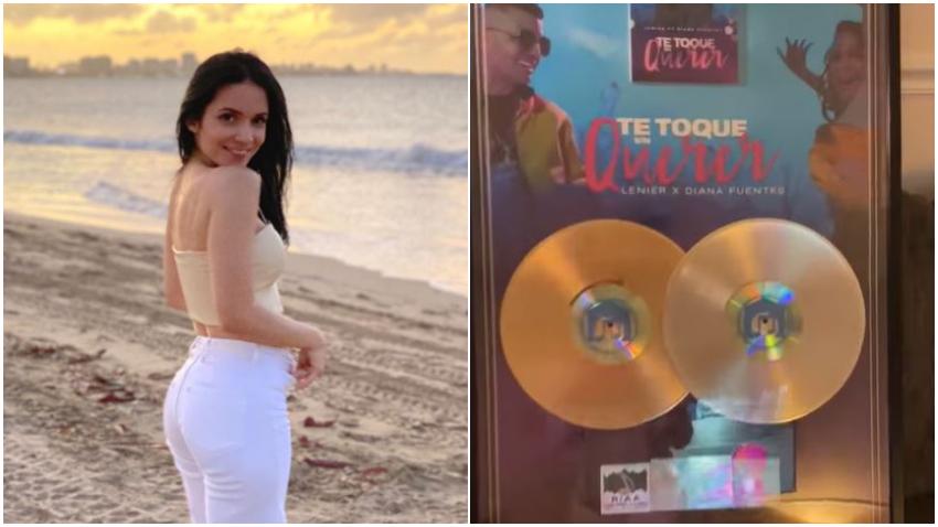 Cantante cubana Diana Fuentes recibe discos de oro y platino por el tema "Te toque sin querer"