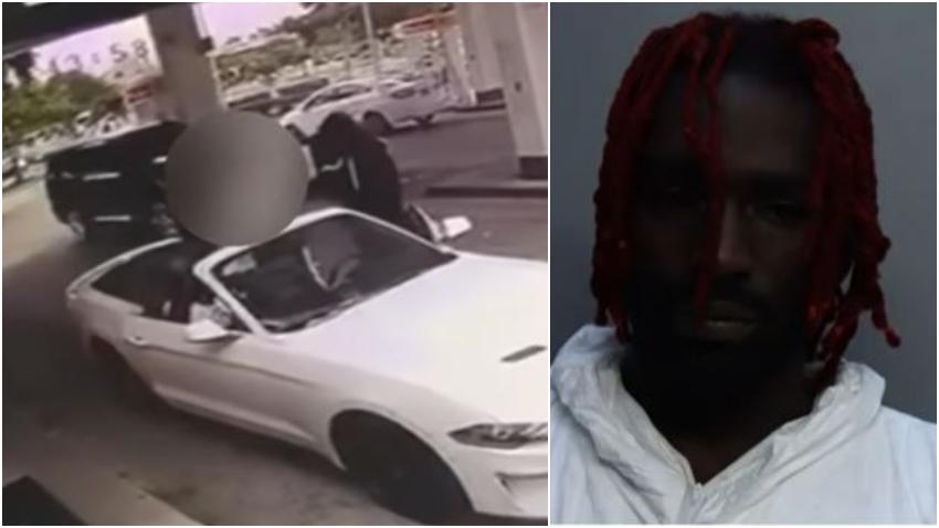A plena luz del día un ladrón le saca una pistola a un conductor en una gasolinera en Biscayne Blvd en Miami