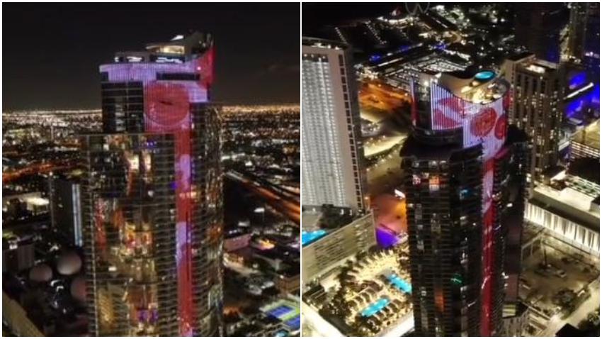 Rascacielos de Miami se ilumina para celebrar el día de los enamorados