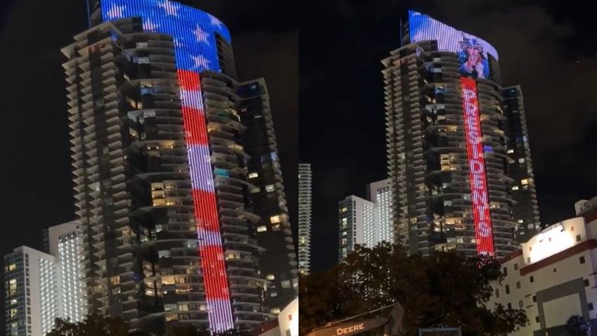 Rascacielos del Downtown de Miami se ilumina para celebrar el Día de los Presidentes