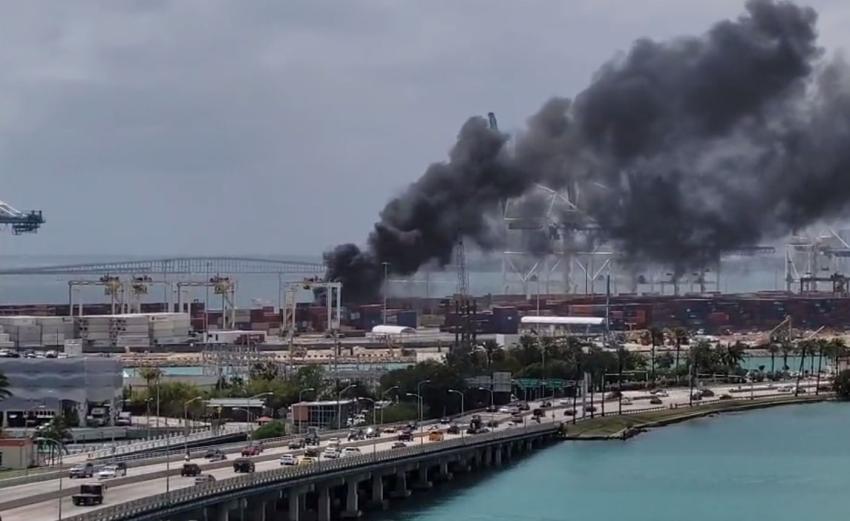 Bomberos tuvieron que apagar un fuego en el Puerto de Miami