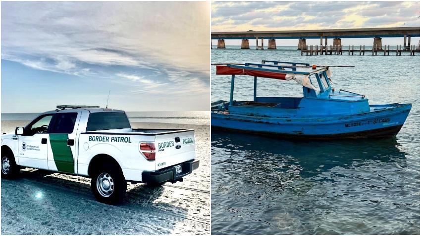 Detienen siete balseros cubanos, después de desembarcar en una embarcación de madera en los Cayos de Florida
