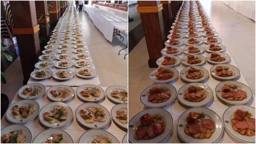 Banquete lleno de comida en el Hotel Nacional, tras la clausura del Festival San Remo en La Habana