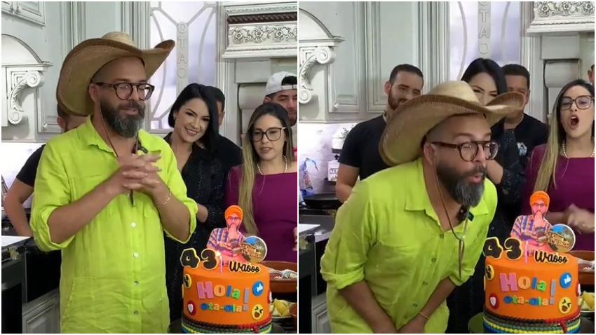 Presentador cubano Alexander Otaola pide una Cuba Libre al soplar la vela del cake de su cumpleaños
