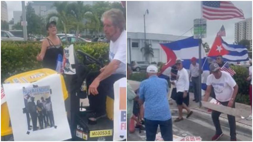 Savedra saca la aplanadora en la Calle Ocho de Miami para protestar contra Laura Pausini y Van Van
