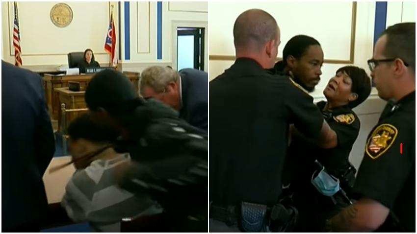 Padre ataca a golpes en la corte al acusado de asesinar a su hijo