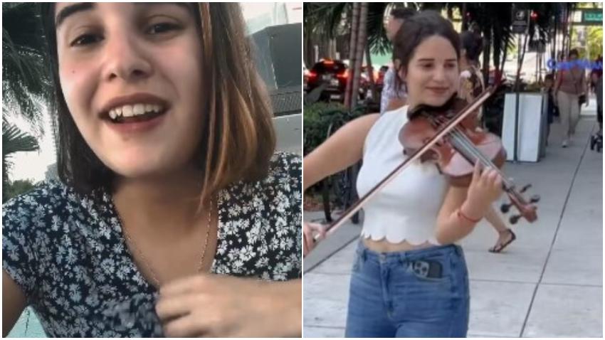 Joven cubana que toca el violín en las calles de Miami agradece el apoyo