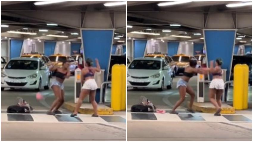 En cámara pelea entre dos mujeres a la salida del Aeropuerto de Miami