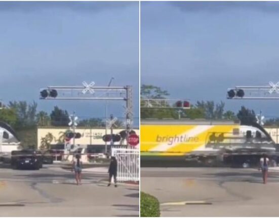 Impactante momento en que un tren de Brightline impacta un SUV en North Miami