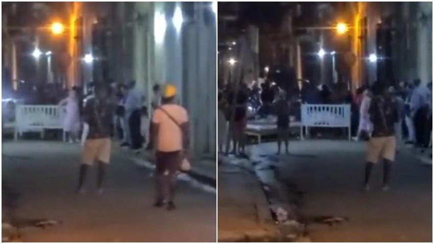 Derrumbe en la Habana provoca que los afectados interrumpan la vía pública con sus pertenencias