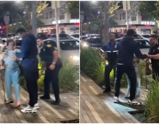 Viral video de un hombre que se esconde detrás de su abuela para no ser arrestado por la policía de Miami