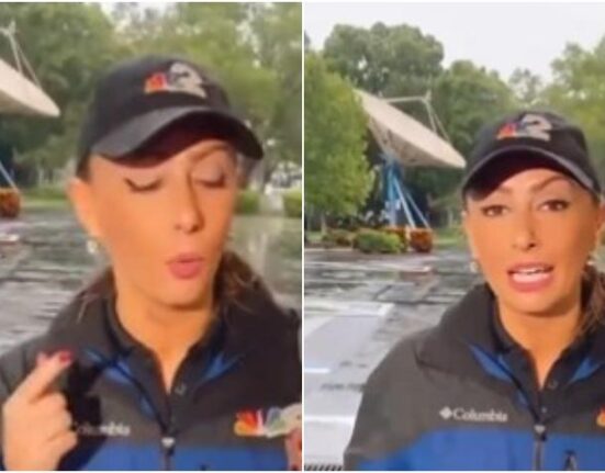 Reportera se vuelve viral por peculiar manera en que protegió el micrófono mientras transmitía en vivo la llegada del huracán a Fort Myers