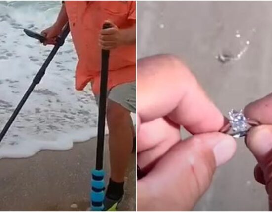 Buscador de tesoros en playa de Florida encuentra anillo de $40 mil dólares y lo devuelve a sus dueños