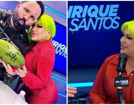 La Diosa acude a su primera entrevista radial con Enrique Santos y le obsequió una papaya autografiada