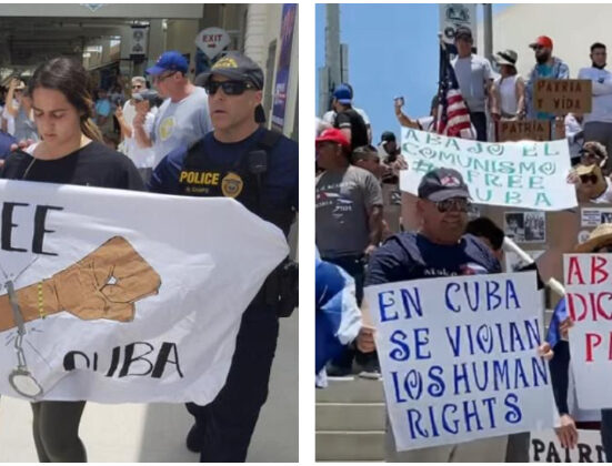 Exiliados cubanos se preparan para protestar contra la dictadura en juego del equipo Cuba en Miami