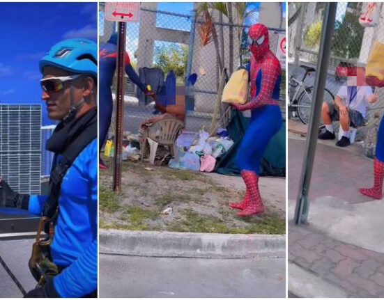 Los Spider-Man cubanos de Miami regalan comida a homeless en barrios la ciudad