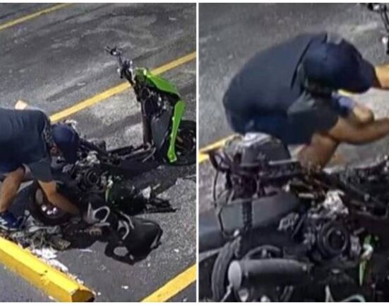 Cámaras de seguridad captan a un hombre robando una motorina en un parqueo de una tienda en Miami