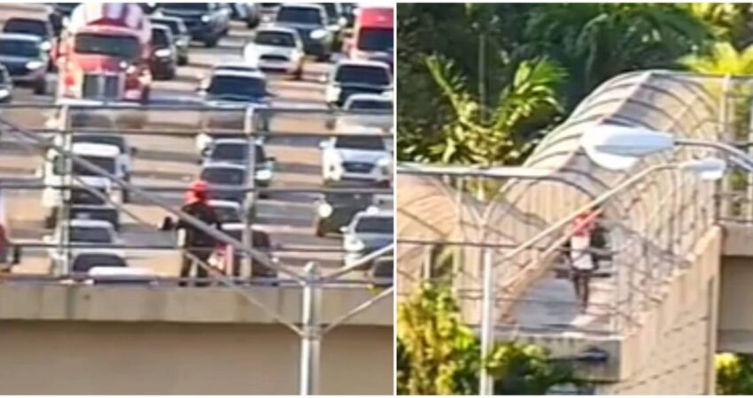 hombre en puente-asusta a conductores de Florida