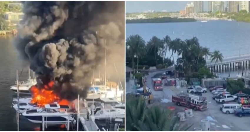 incendio de botes en Miami-Bomberos de Miami