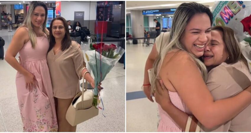 reencuentro de cubanos-Madre e hija